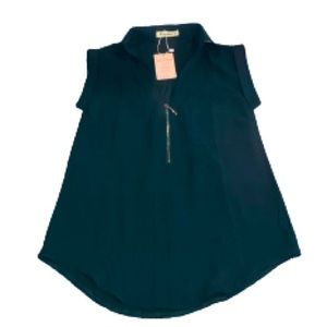 Moyabo sleeveless v neck green blouse size small